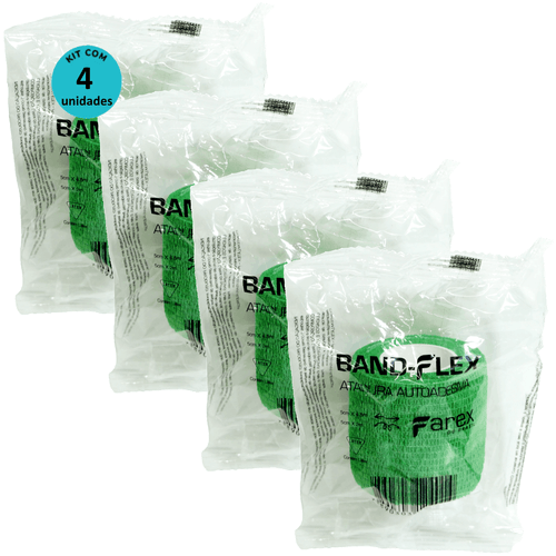Atadura 5cm Verde Band-Flex Autoadesiva Para Animais Farex Kit com 4